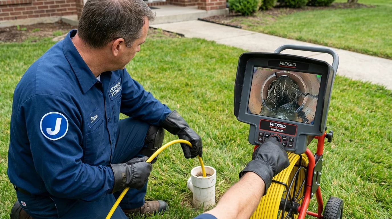 Sewer camera inspection being performed by Johns Plumbing LLC in Blanchester
